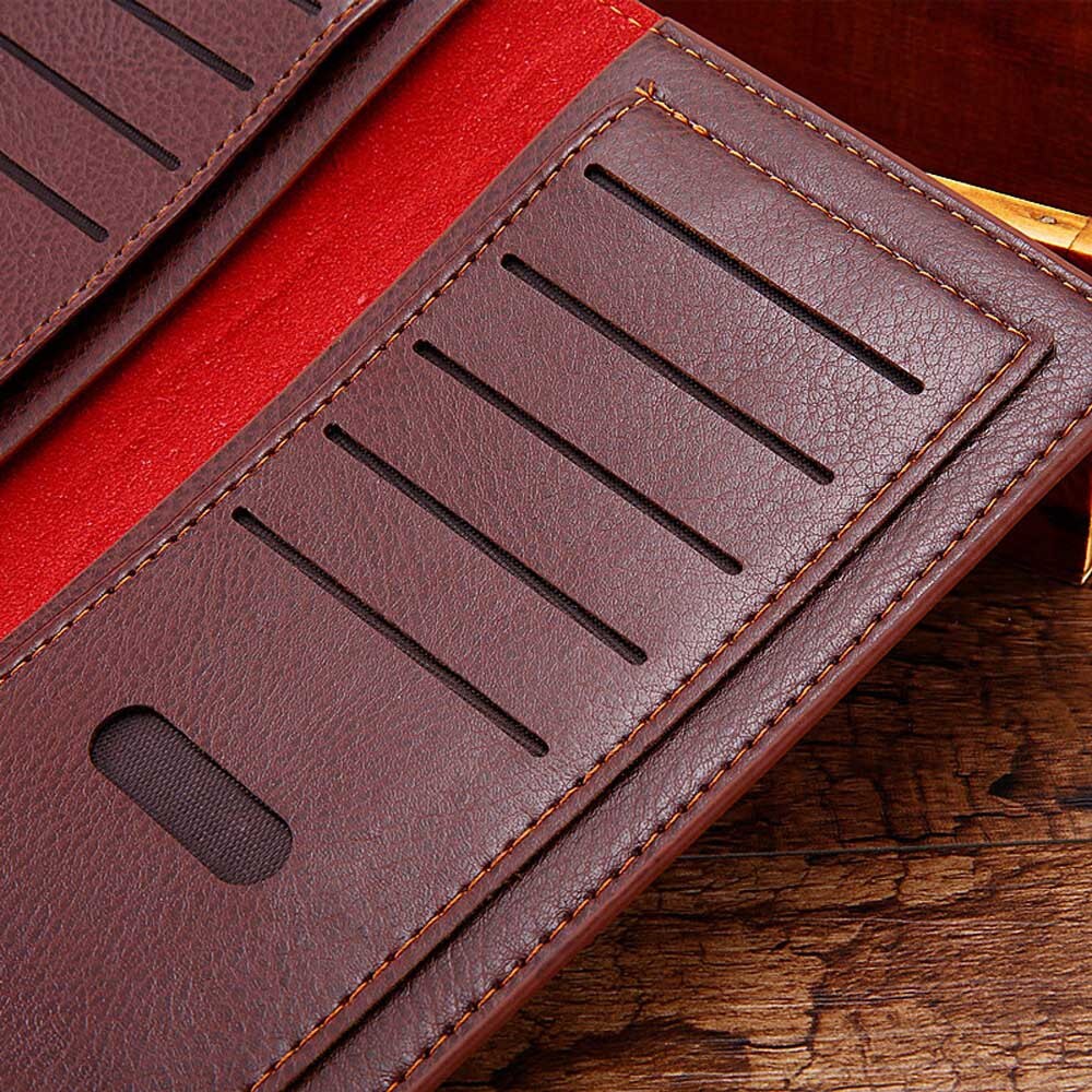 Men PU leather long clutch wallet Cards holder purse brown black male pocket wallet Coin bag purse Billfold