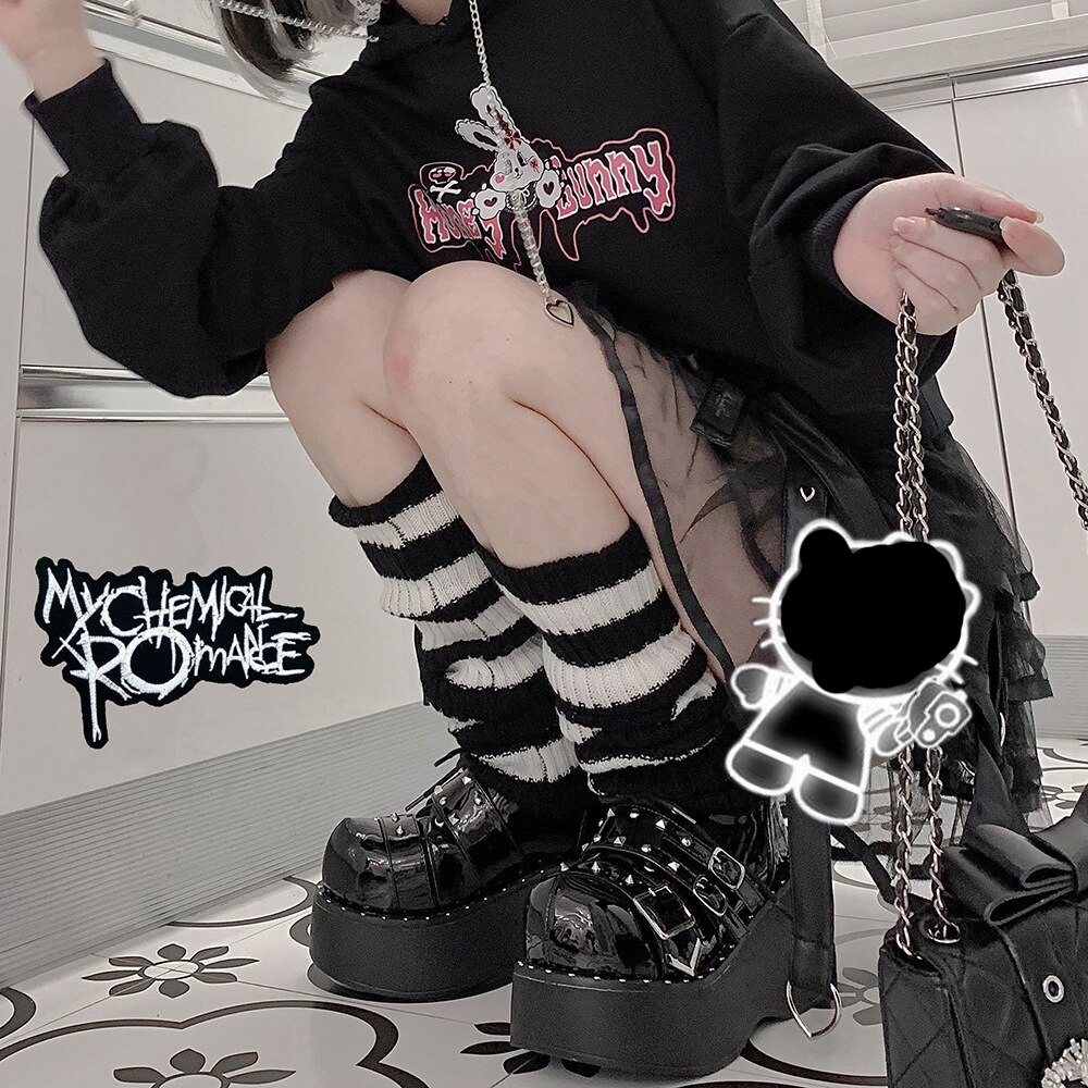 Lolita Beenwarmers Japanse Vrouwen Gothic Lange Sokken Vrouwen Leggings Slobkousen Knie Goth Winter Sok Gebreide Manchetten Enkel Warmer