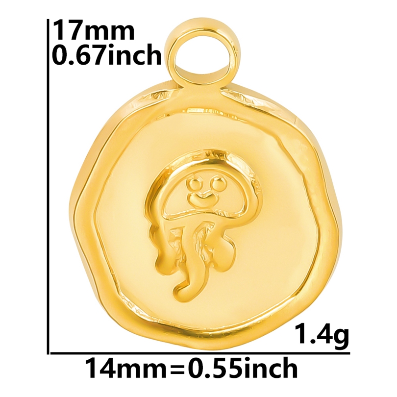 Colgante de acero inoxidable para la fabricación de joyas, dijes de animales marinos, concha, estrella de mar, Tortuga, tiburón, mariposa, Color dorado, 5 unidades por lote: Chapado en oro antiguo