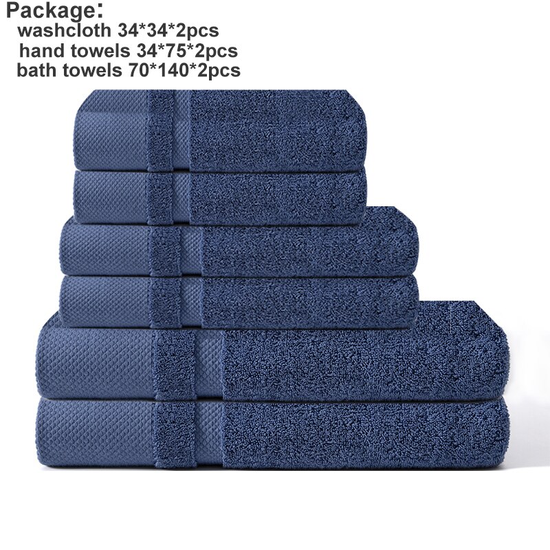 Elka 100% Katoenen Handdoek Set Bathtowel Facetowel Handtowel Zachte Bad Gezicht Handdoek Badkamer Handdoek Sets Grijs 6 Stuks: Blauw