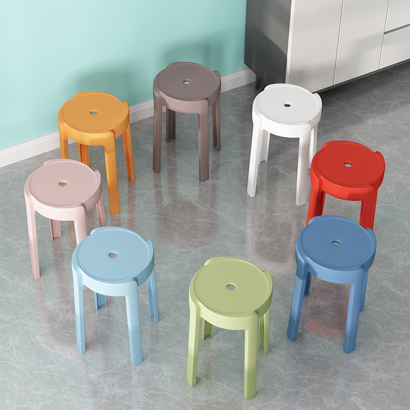 Thuis Gebruik Kan Worden Gestapeld Plastic Krukken Meubels Fortabele Kruk Ronde Kruk Mode Creatieve Hoge Nordic Eenvoudige Stoel Poef