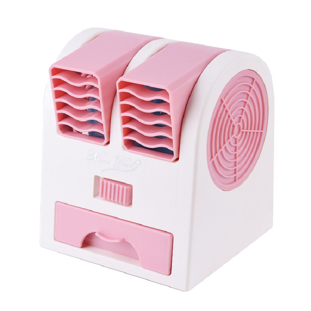 USB Mini Air Conditioner Portable Personal Cooling Fan Double Air Outlet Summer Desktop Air Cooler Fan: pink