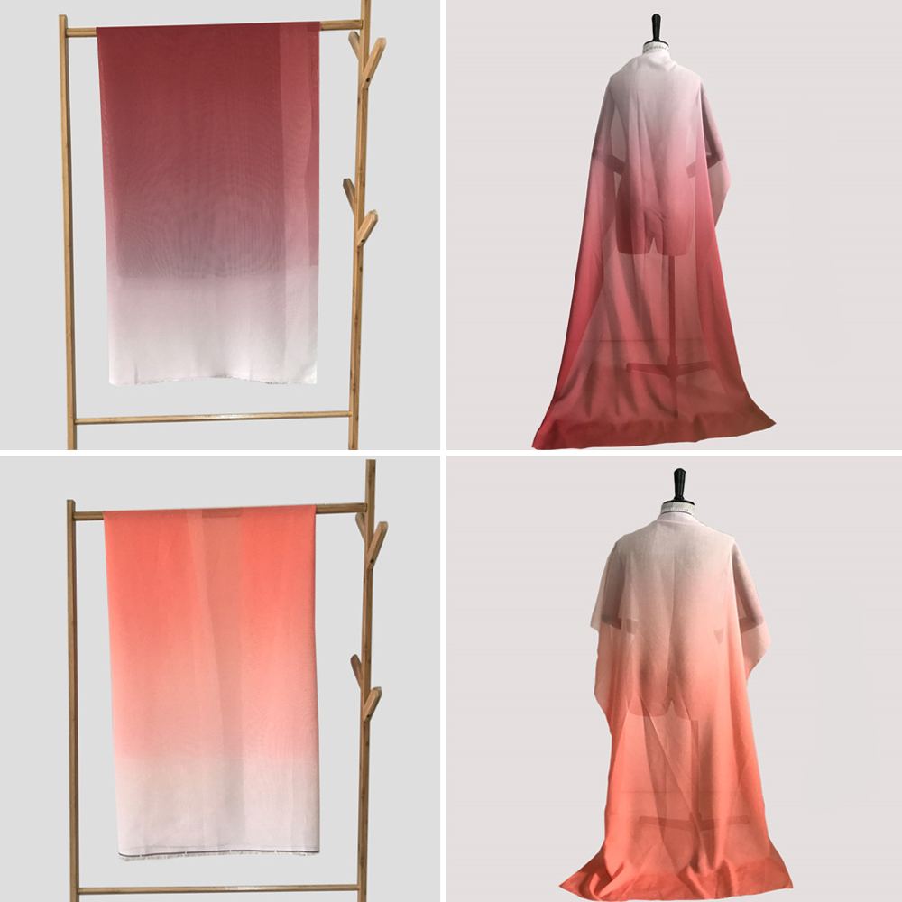 Ombre chiffon stof med gradient 100d til kimono yukata badekåbe kjole tørklæde gardin tøj håndværk syning til sommer