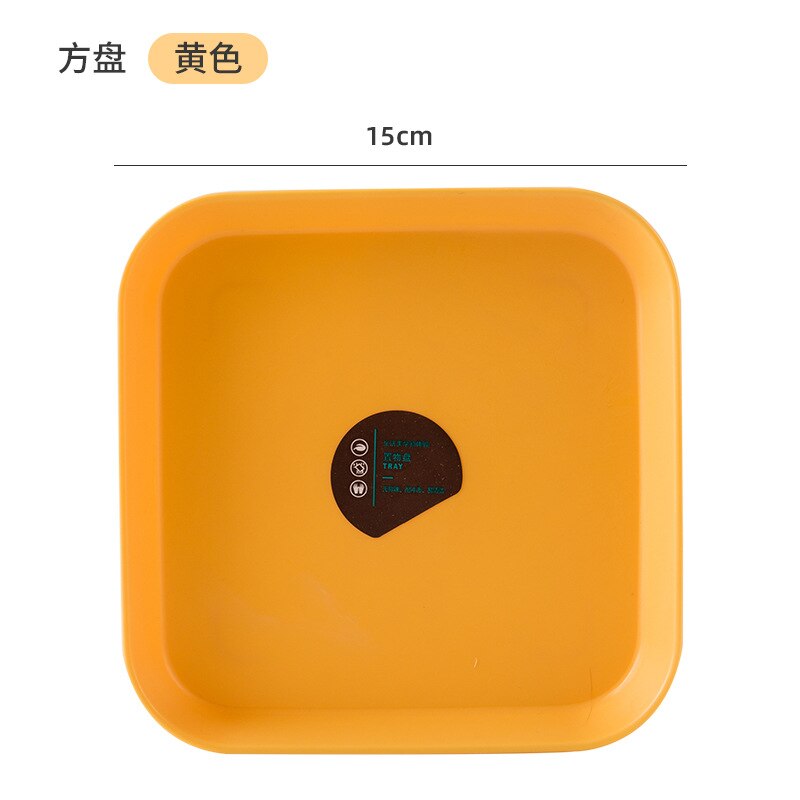 Assiette créative en os de fruits en plastique, assiette de Table à gâteau: square-yellow