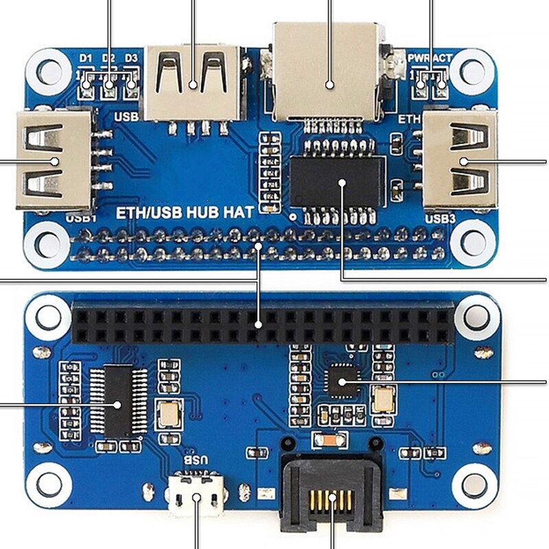Lämplig för hallon  pi 4b/ zero w usb till ethernet  rj45 nätverksport usb hub hub splitter