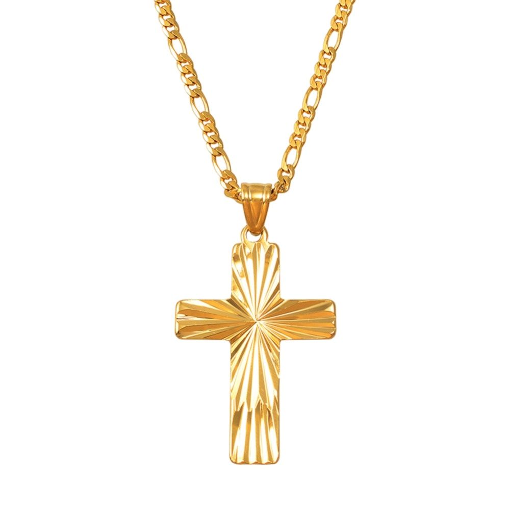 Anniyo guldpläterade korshängande halsband för kvinnor män korsfästelse religion smycken afrika hawaiian  #144306