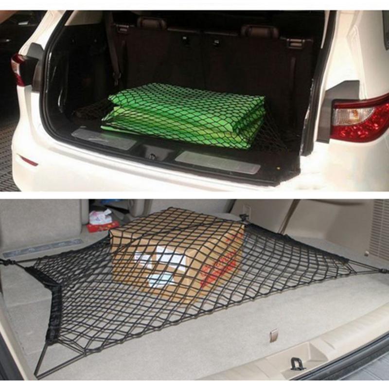 Auto Care 70x70 cm Universele Kofferbak Bagage Opslag Cargo Organizer Nylon Rekbare Elastische Mesh Net Met 4 plastic Haken