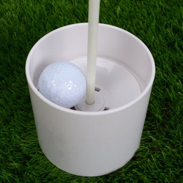 2.7cm blænde udendørs golf træning flagstang hul kop golf træningshjælpemidler tre huller hvid plast golf hul kop