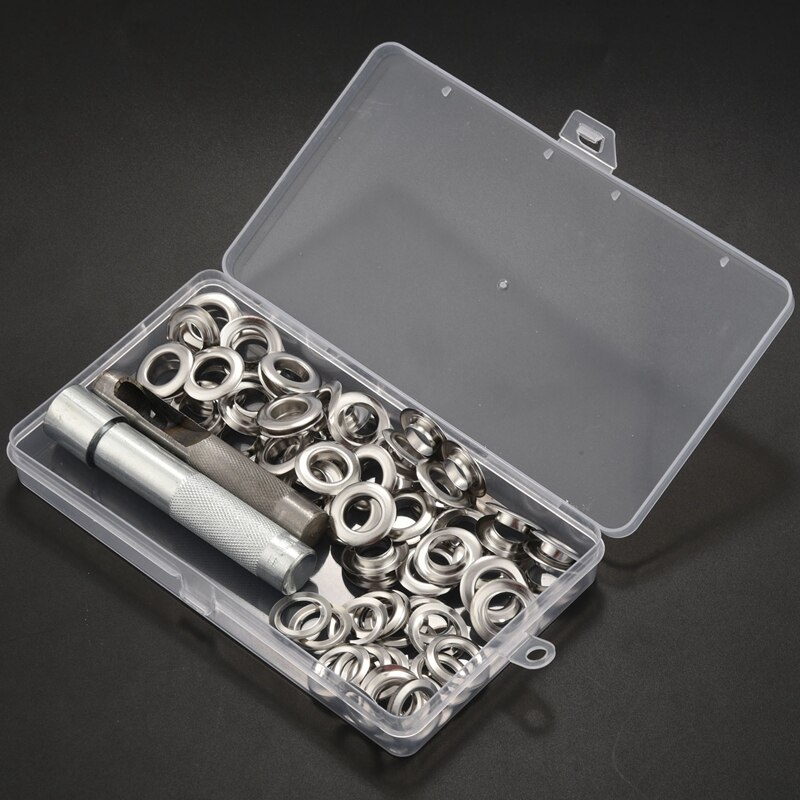100Pcs Punch Grommets And Tarpaulin Awning Tent Tarp Repair Kit Hole Eyelet