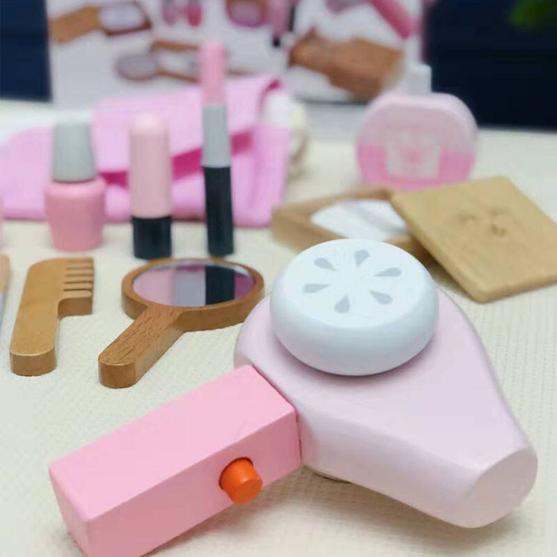 12 stk træ skønhedssalon foregive makeup legetøj rollespil kosmetik legetøj simulation skønhed tilbehør til børn