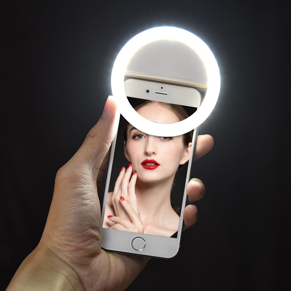 Selfie Ring Led Lamp Licht Usb Opladen 360 Graden Diafragma Voor Mobiele Telefoon Lens Flash Oplaadbare Schoonheid Vullen-Licht