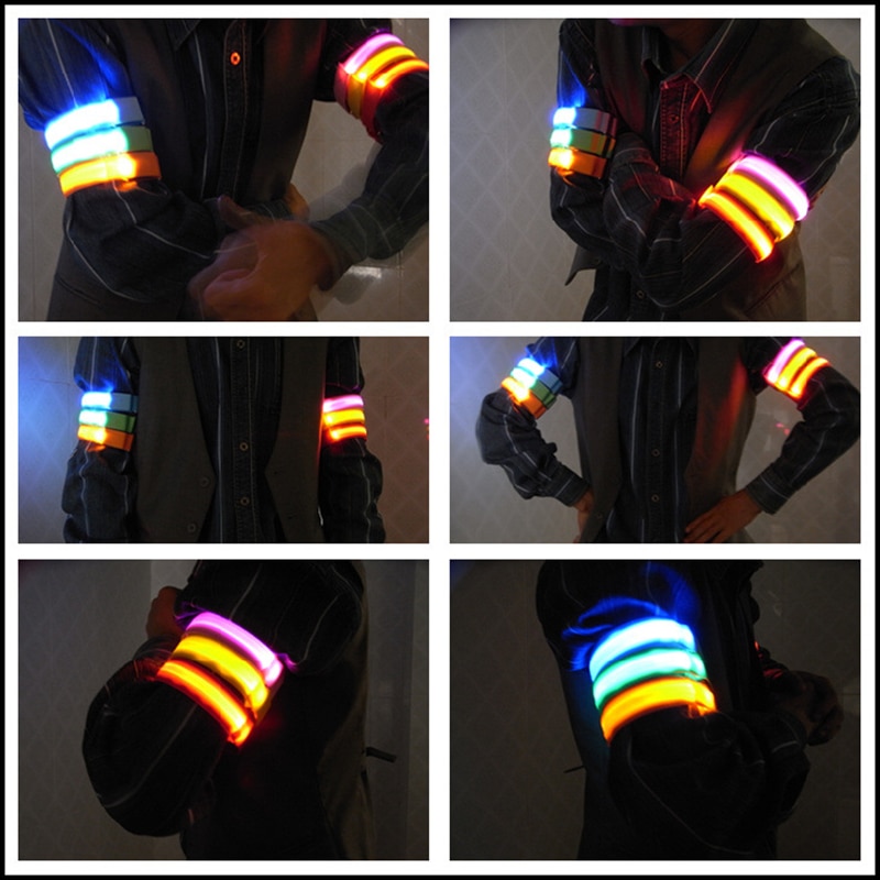 USB draussen LED Nacht Laufen Licht Armbinde Sicherheit Reflektierende warnen Licht Armbinde Blinkt Gürtel
