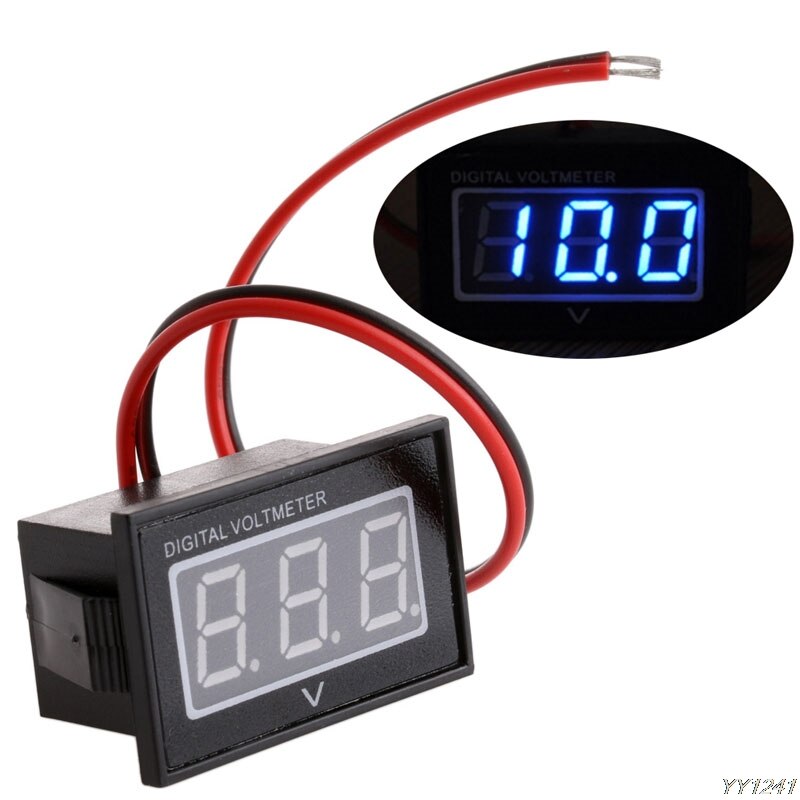 Waterproof Battery Meter DC 2.5-30V Auto Car Gauge Digital Voltmeter LED Red Green Blue- G6KC