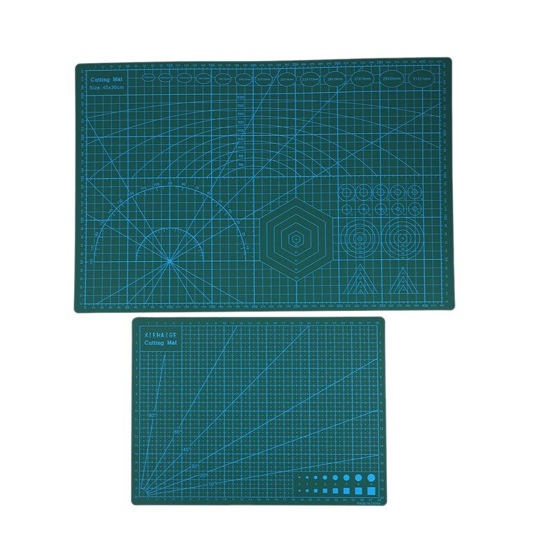 2Pcs A3/A4 PVC Rectangle Grid Lines Cutting Mat Tool Double-Sided Cutting Pad Metric/Imperial for Paper Card Fabric Crafts (45cm