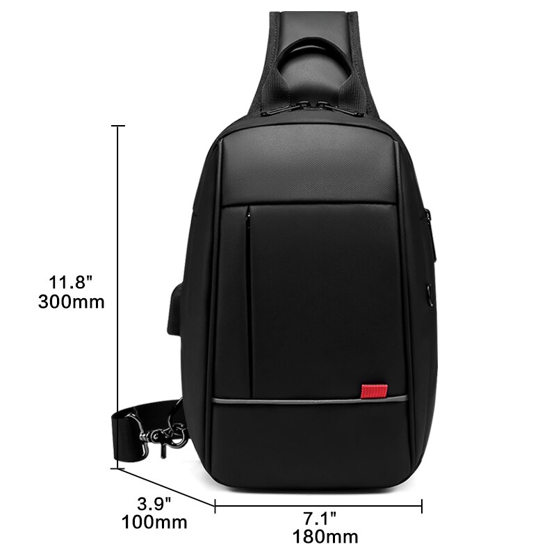 NIGEER Anti-diefstal Schoudertas voor Mannen Zakelijke Crossbody Tassen USB Opladen Borst Pakken Waterdichte Messenger Bag Mannelijke