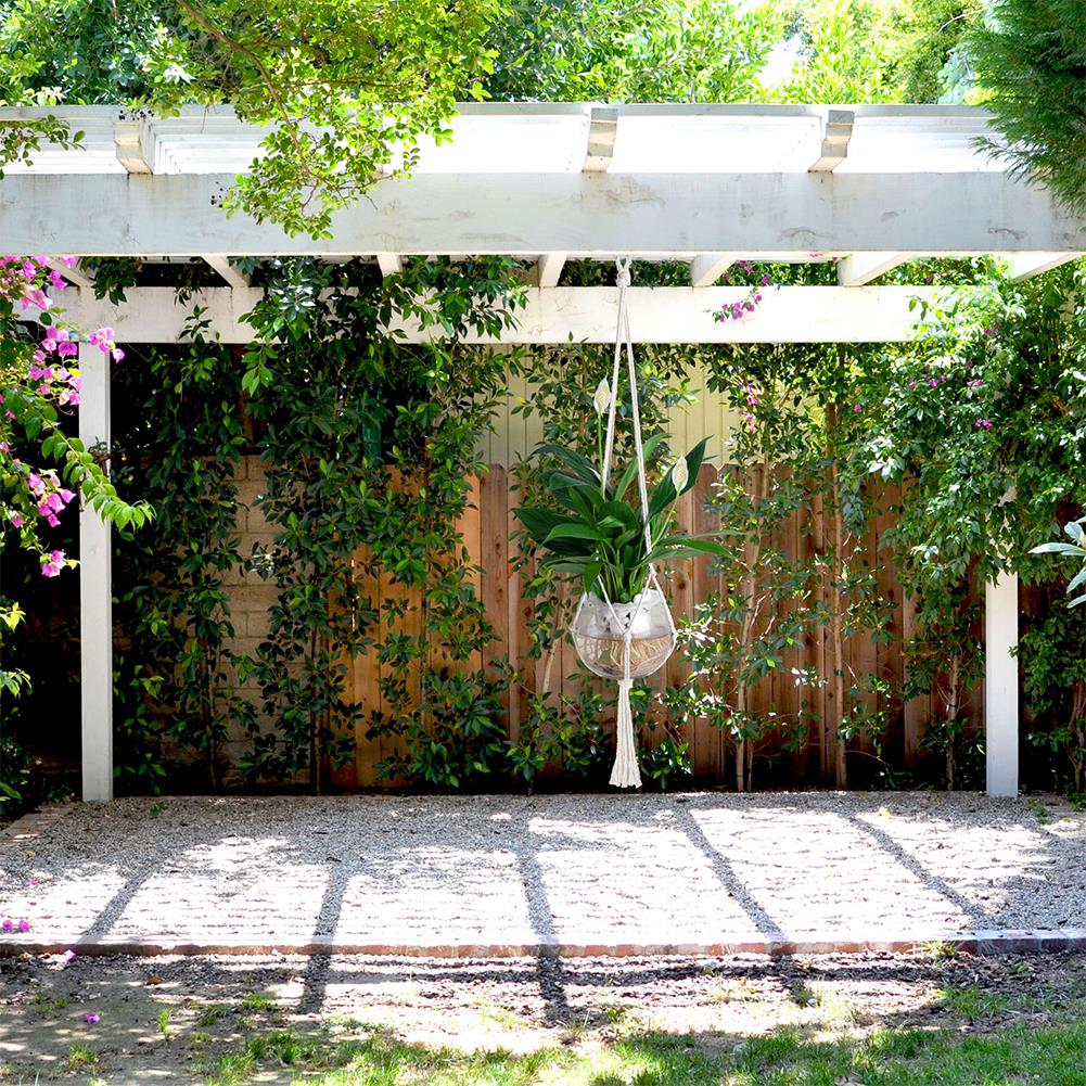 100%  katoenen geknoopte macramé plantenhangers, handgemaakte gevlochten touw bloempottenhouder, macramé hijstouw hangmand