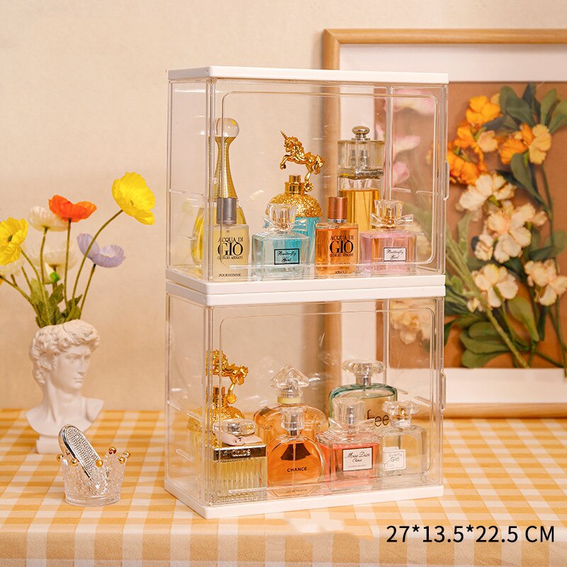 Boîte de rangement de parfum en acrylique, présentoir Transparent de bijoux de maquillage, boîte de rangement à domicile, organisateur de cosmétiques: Large - 2PCS
