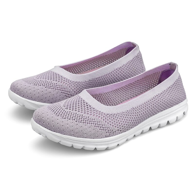 LEMAI Flats Women Shoes Summer Breathable Mesh Casual Shoes Woman Slip-on creepers moccasins Ladies Loafers Shoes: XT8858 purple / 41