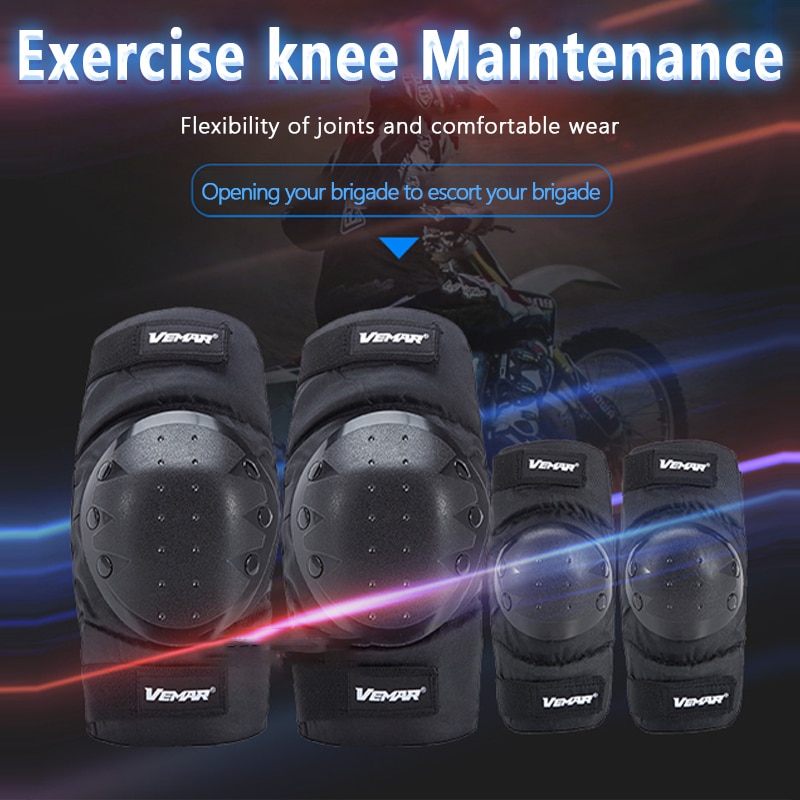 Rodilleras cortas de 4 piezas para deportes al aire libre, ciclismo, patinaje, equipo de seguridad anticaída, rodilleras de codo, accesorios para motocicleta