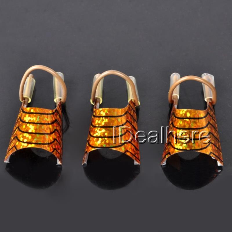 Shellhard 5pcs Gold Herbruikbare Nail Forms Acryl Nail Art Formulieren voor Nail Art Tool