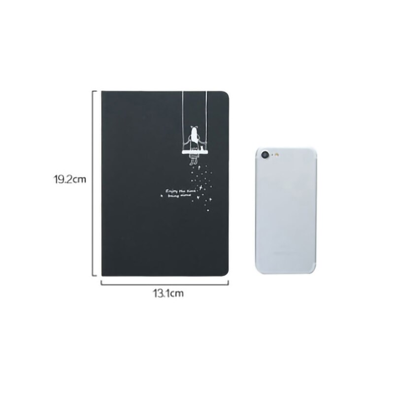 Tout noir bloc-notes papier blanc Page intérieure cahier 96 feuilles 32k 128*186mm Album étoilé fille Style carnet de croquis papeterie