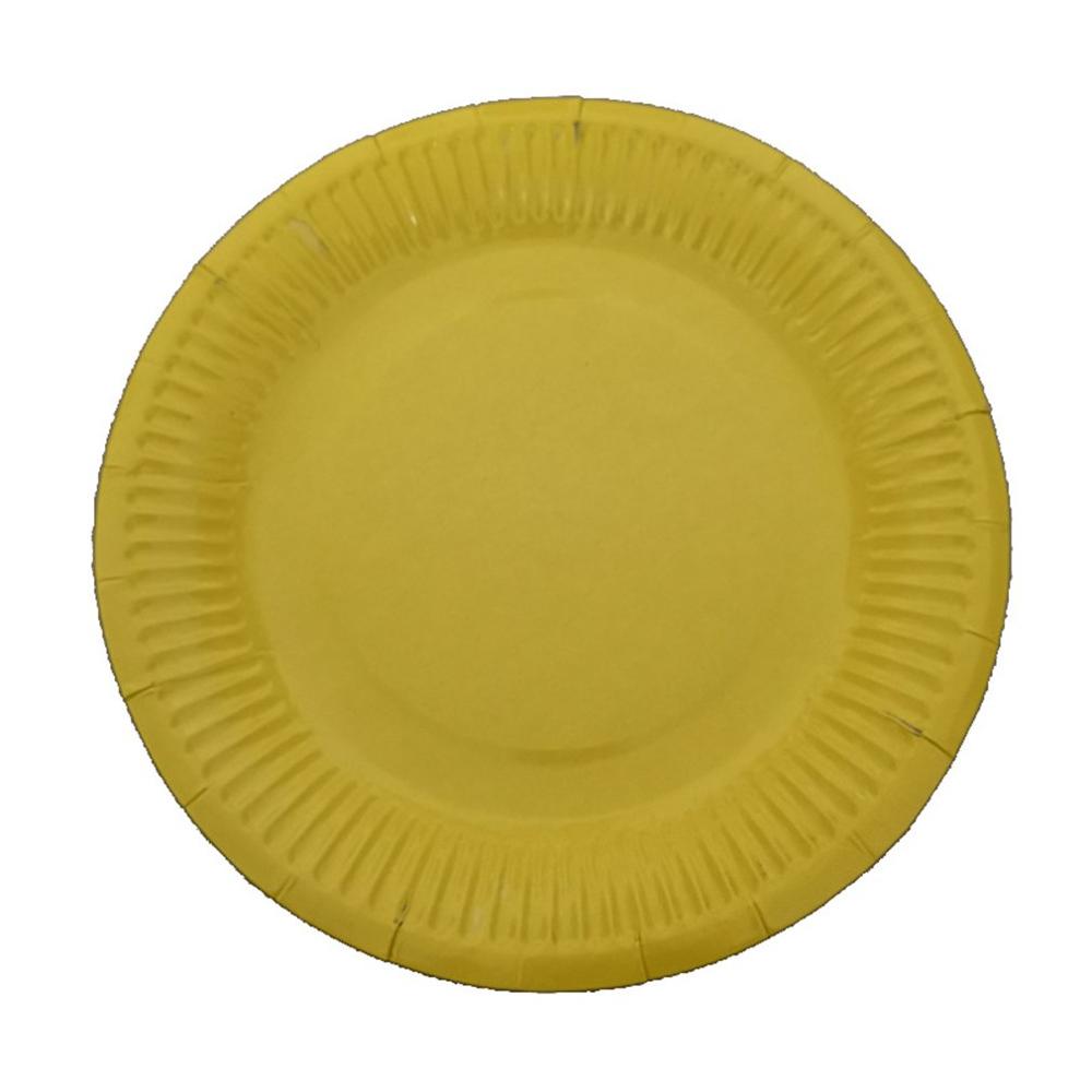 10Pcs Einweg Papier Platten Geburtstag Party Kreis Platte Obst Platte Kuchen Tablett Geschirr Geburtstag Partei Liefert: Gelb