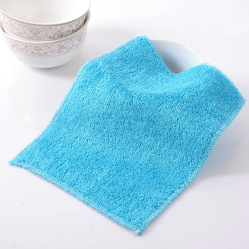 1pc anti-fett disktrasa bambu fiber tvätt handduk skursvamp magiska rengöring trasor kök hushållsartiklar rengöring verktyg: Blå / L    27 x 30 cm
