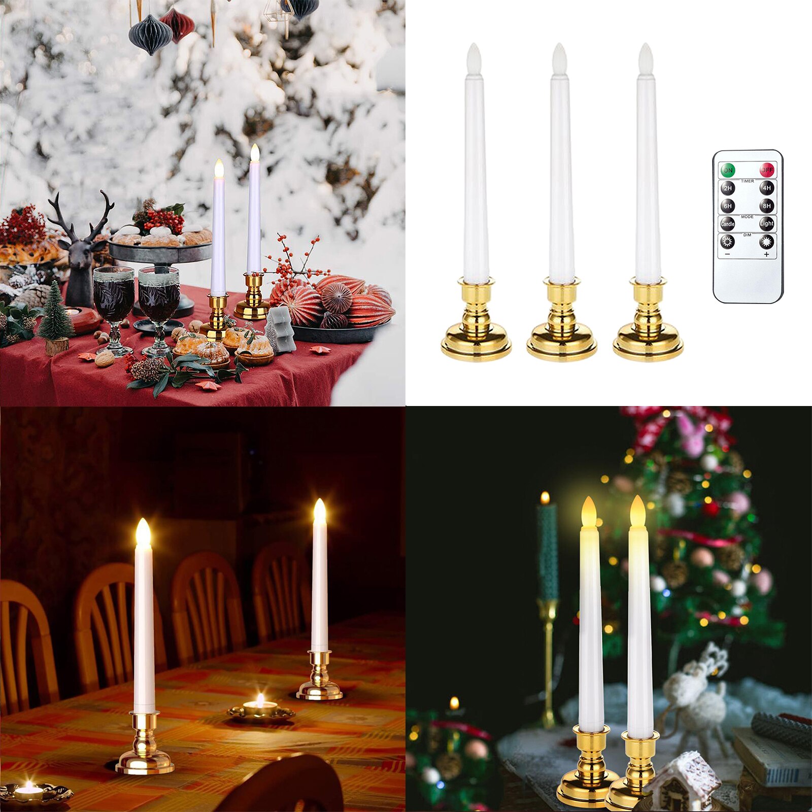 LED Electric Flameless Window Candle Lights Remote Wedding Decor 9pcs: 3pcs