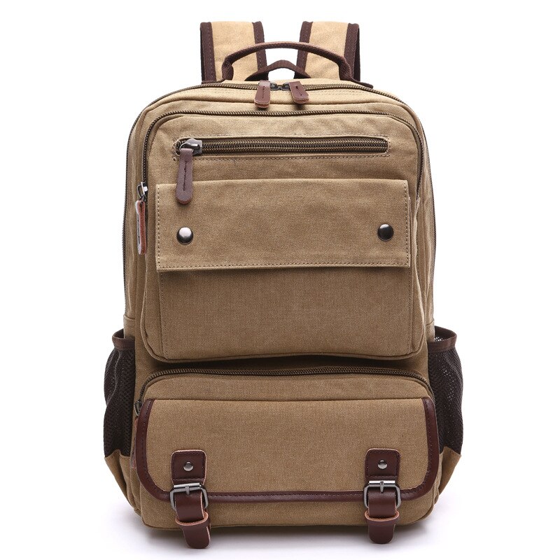 Mochila vintage de lona para hombre, bolso escolar de gran capacidad para ordenador portátil, estudiantes universitarios, para adolescentes,: khaki