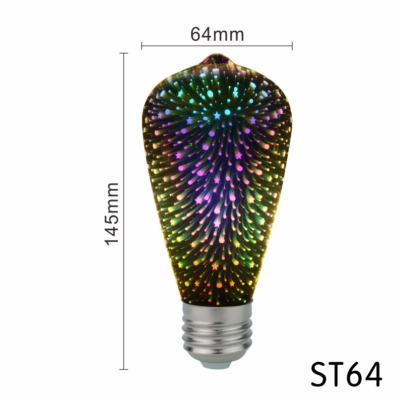 Lattuso ledet lys edison pære 3d dekorasjonspære 220v a60 st64 g95 g80 g125 e27 lys nyhet julelampe lamparas: St64