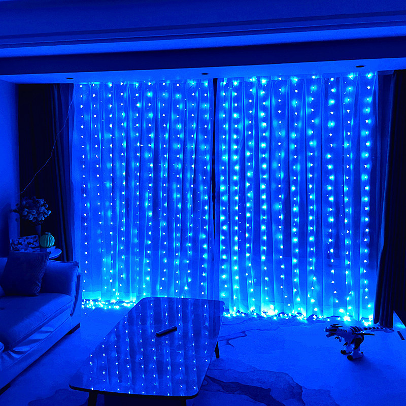 Guirnalda de luces LED para cortina, decoración navideña interior alimentada por USB con Control remoto, luz navideña, luces de para dormitorio y boda