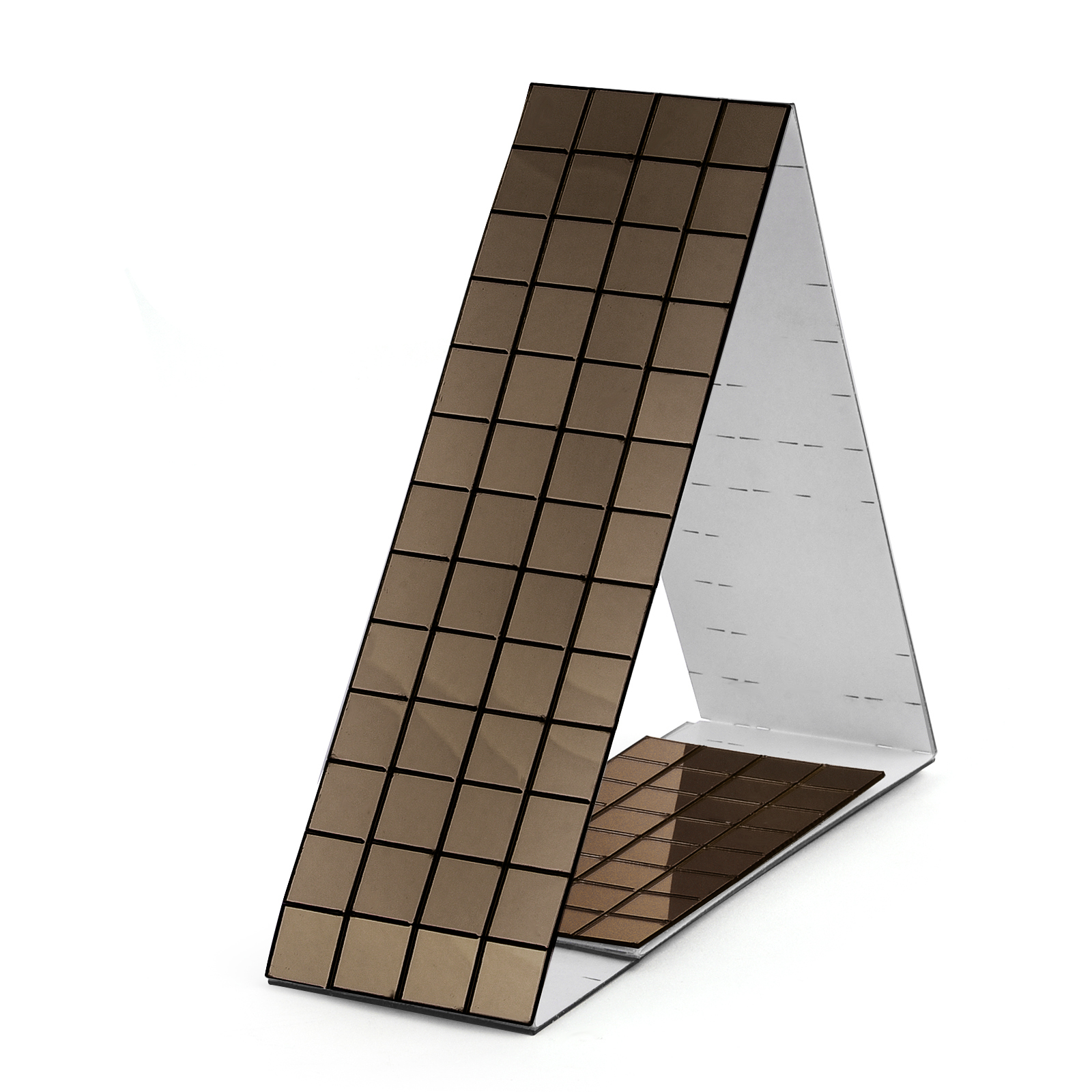 3D Self-Adhesive Real Glass Craft Mini Square Mirrors Mosaic Tiles Stickers Bathroom DIY Handmade Craft Home Decoration Making: Dark Khaki / 5CM*5CM