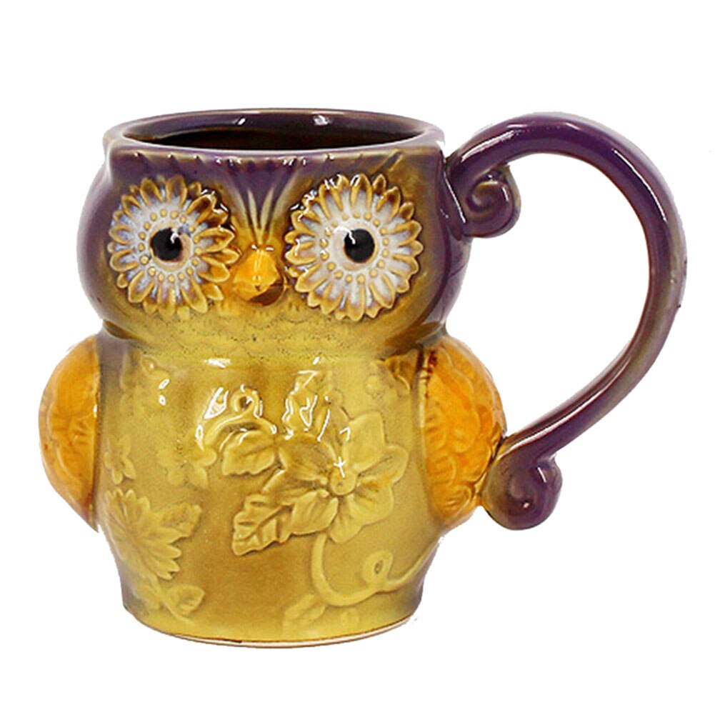 3D Animal café verre mignon tasse hibou imprimé lait café tasse fleur Vase Cocktail en céramique tasses bureau noël Village décor