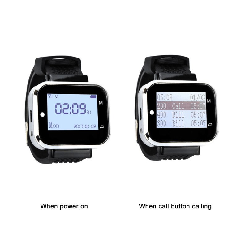 JINGLE BELLS Wireless Waiter Calling System For Restaurant Service Pager System 1 Watch Receiver 5 Call Button Hotel Call Bell