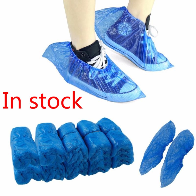 100pcs Disposable Shoe Covers Plastic Waterproof Prevent Wet Boot Covers Home Hotel Lab Cleaning Safety Shoe Boots