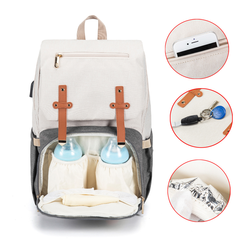 Sac à dos à couches pour bébé, sac de poussette pour maman papa, sac à main Oxford étanche, Kits de couches d'allaitement, sacs de maternité, support chauffant USB,