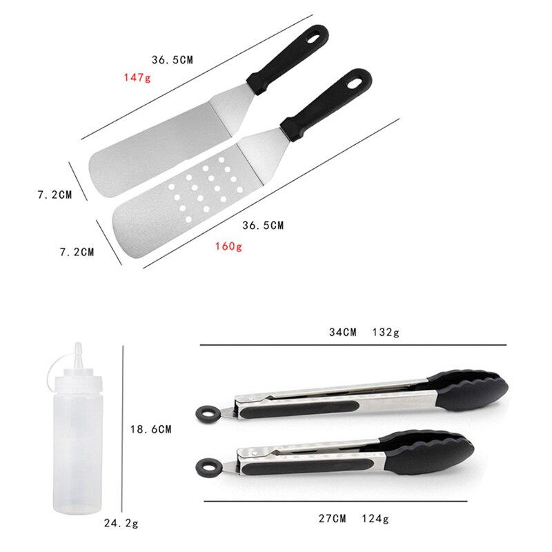 Kitchen Grill Spatula Scraper Set Grill Turner Stainless Steel Scrape Pancake Teppanyaki Griddle Cooking Utensil Baking Tools