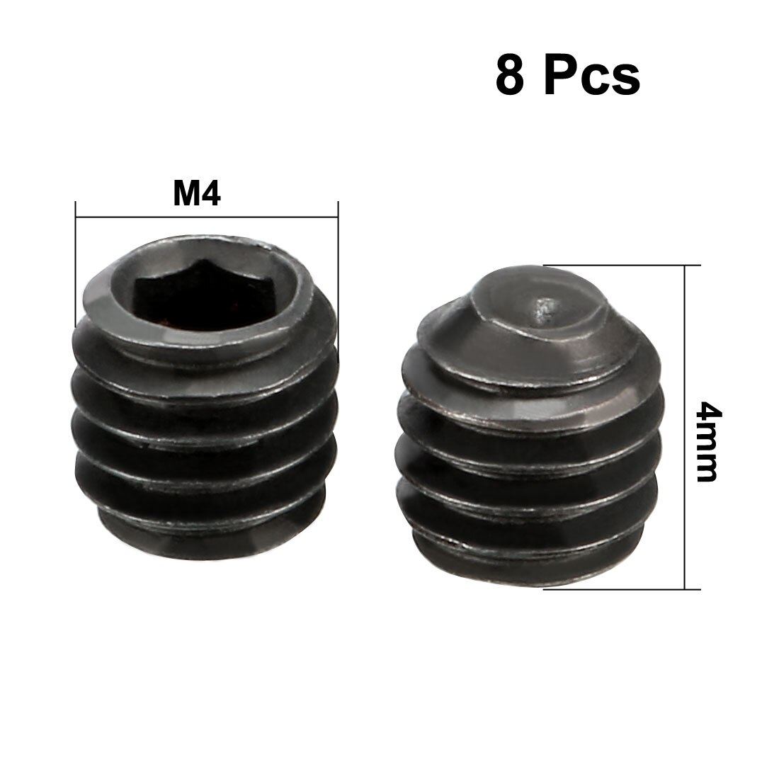 Uxcell 8 st metall svart  m4 x 4mm insexskruv för rc modell bil reservdel