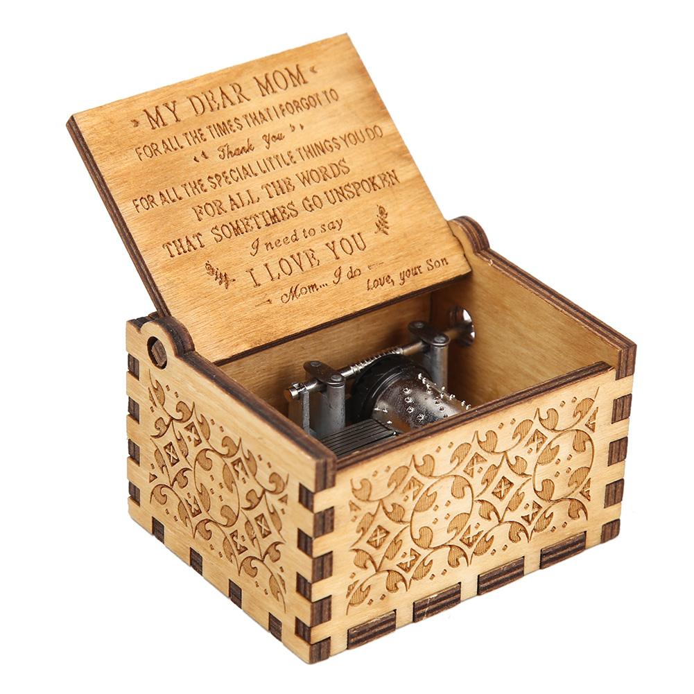 Retro Gesneden Houten Musical Box Hand Aangezwengeld Handleiding Verfijnde Elegante Muziek Dozen Kinderen Kid Verjaardag Decoratieve Aanwezig