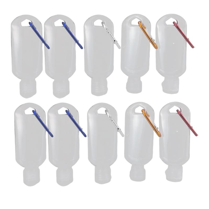 50ml gjenfyllbare flasker med krok hånddesinfeksjonsbeholdere reiseflasker alkoholbeholdere (krok med tilfeldig mønster): 10 stk