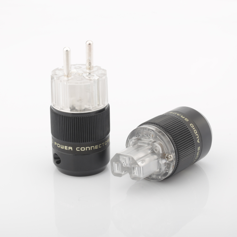 Schuko Power Plug EU Plug Hifi European plug Male Female Power Plug 24K Gold plated Rhodium silver Plated HIFI diy: T-Silver Plated