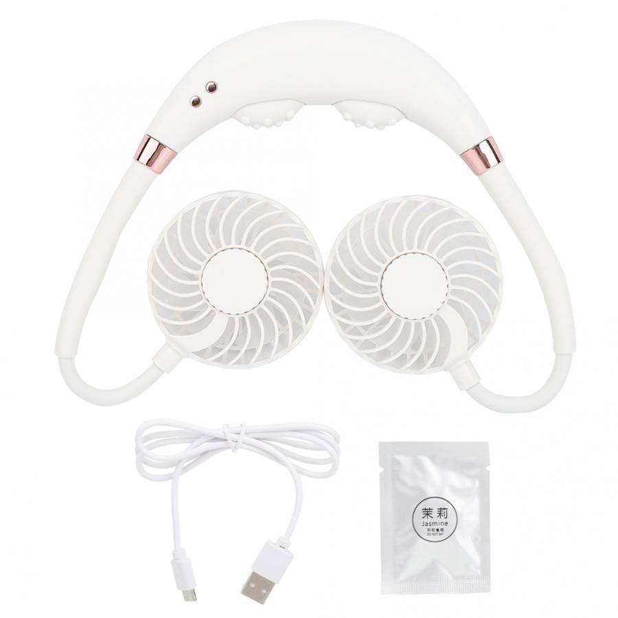 Hands Free Neck Fan Mini USB Portable Cooling Fan with Massage Aromatherapy Function Outdoor Sport Hanging Air Conditioner Fan