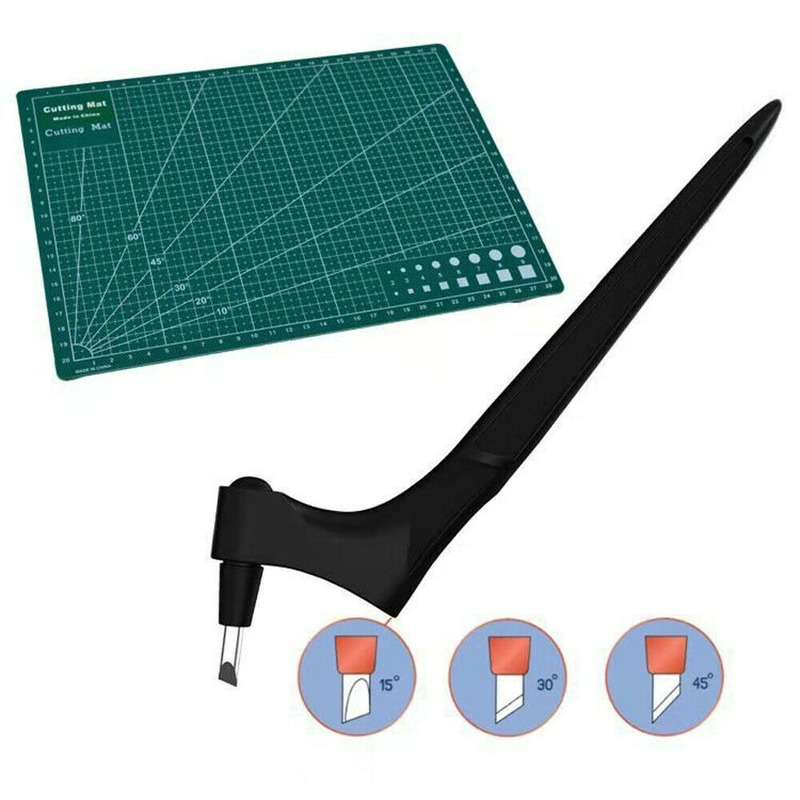 Paper Craft Cutter Cutting Kinfe with Steel Rotating Blade Safety Cutter Paper Knife Engraving Plate Set DIY Art Cutting Tool: black set