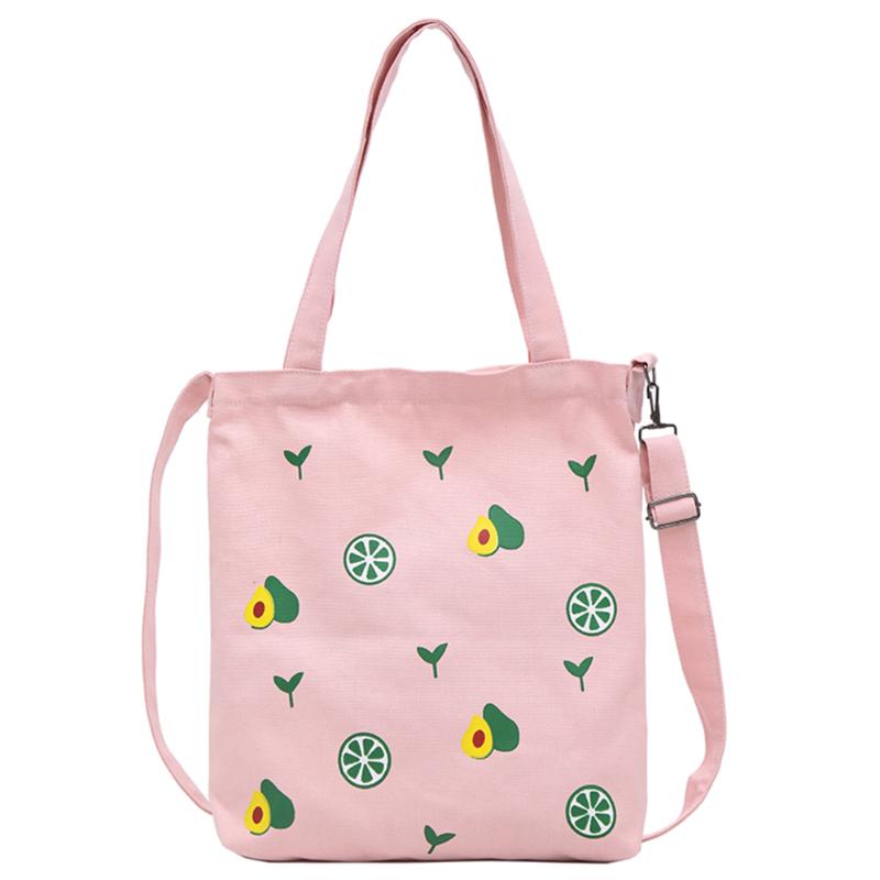 Kvinnor canvas casual axel crossbody väska kvinnlig enkel stor kapacitet dam messenger handväska: Rosa