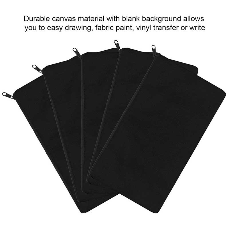 20 sztuk woreczek płócienny z zamkiem torby torebki na makijaż piórnik puste DIY torby rzemieślnicze robić podróży DIY szkoła rzemiosła, czarny