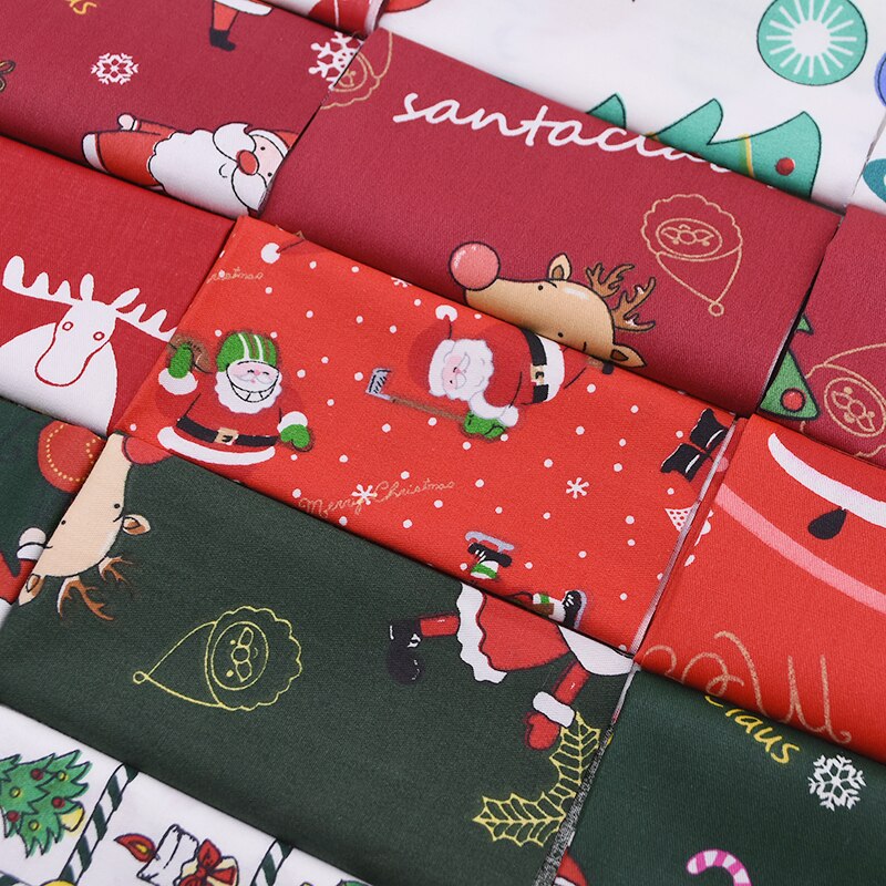 10 stk julemanden med trykt bomuldssystof til patchwork håndarbejde diy håndlavet materiale julepynt