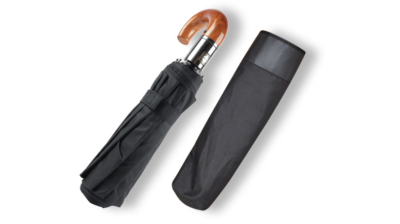 Wind Resistant Automatic Umbrella Rain Women 10K Folding Leather Wood Handle Umbrella Men Business Large British Style Umbrella: B