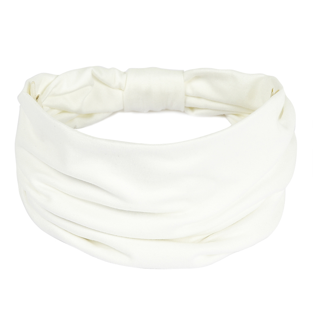 Diademas anchas para mujer, bandas elásticas suaves antideslizantes para el cabello, envolturas para la cabeza para Yoga y gimnasio, pañuelo de turbantes africanos de tela de algodón anudado: Blanco