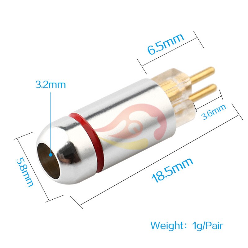 1 Paar Audio Connector Oortelefoon Adapter 2Pin Socket Jack Voor IE8 IE8I IE80 Diy Hifi Oortelefoon Audio Kabel 0.78 Mm metalen Plug Aansluiting