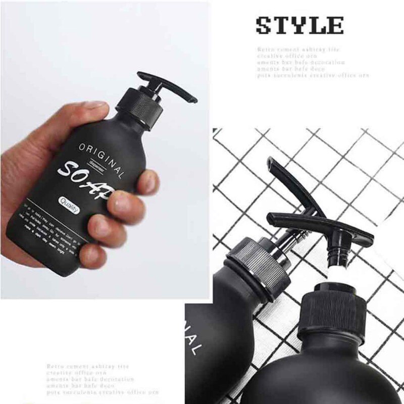 500ml nordisch Schwarz Glas Shampoo Flasche Seife Spender Schlecht Flüssigkeit Lotion Lagerung Krug Haushalts Nachfüllbare Lagerung Flaschen